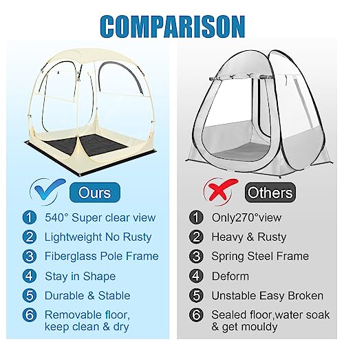 Eapele Sports Tent, Instant Pop-Up Tent Shelter, 63"x63"x63"H Outdoor Clean Bubble Tent, Provides Rain Tent Protection for Watching Sports Events, Camping, Fishing, Cheering, and Parades