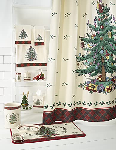 Spode - Hand Towel, Soft & Absorbent Cotton, Holiday Bathroom Decor Christmas Tree Tartan Collection