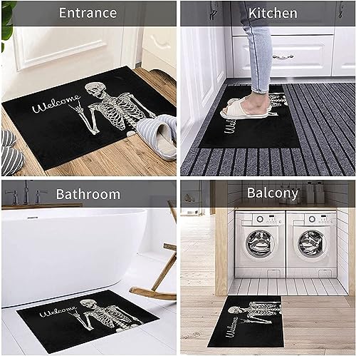 ATMOPSK Skull Doormat Funny Halloween Skull Welcome Door Mat,Living Room Kitchen Floor Mat Home Halloween Indoor Outdoor Decoration 17 x29 Inch