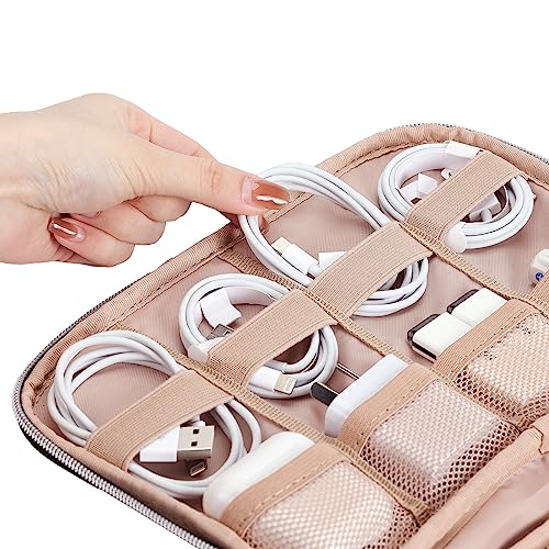 BELALIFE Portable Travel Cable Organizer Bag, Tech Storage Bag for Cord, Charger, Phone, Earphone, Hard Drive, USB, SD Card and Electronic Accessories,Pink