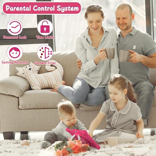 SGIN 10 Inch Kids Tablet, 2GB+64GB Kids Tablets with Case, Android 12 Tablet for Kids, WiFi, Dual Camera, Educational Games，iWawa Pre Installed, Parental Control APP (Pink)