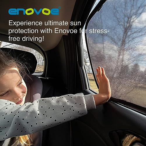 Enovoe Car Window Shades for Baby (21"x14") - 4 Pack - Sun Shade Blocker, Cling Window Cover - Glare Shield and UV Rays Protection for Your Child - Side Window Screens for SUV- Mesh Car Window Shade