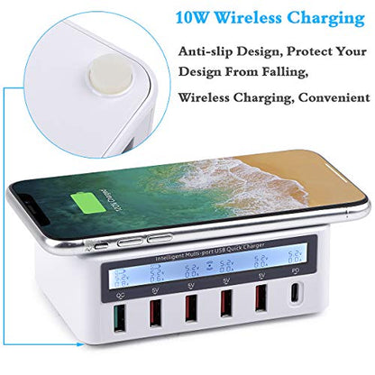 Multiport USB Charger Station WANLONGXIN 6 Port USB Charging Station100W hub Fast Charging QC3.0 Fast Chargers Apply to iPhone iPad iPhone Xs iPhone Xs Max iPhone XR iPhone