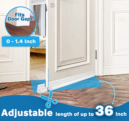 MAXTID Under Door Draft Stoppers 36 Inch White Door Draft Blocker Sound Proof Draft Guard for Bottom of Doors Seal Gap Reduce Noise, Cold Air, Dust, Smoke, Wind/Breeze Underdoorseal Door Sweep