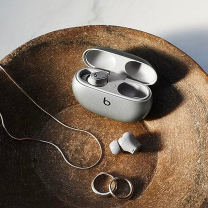 Beats Studio Buds + | True Wireless Noise Cancelling Earbuds, Enhanced Apple & Android Compatibility, Built-in Microphone, Sweat Resistant Bluetooth Headphones, Spatial Audio - Cosmic Silver