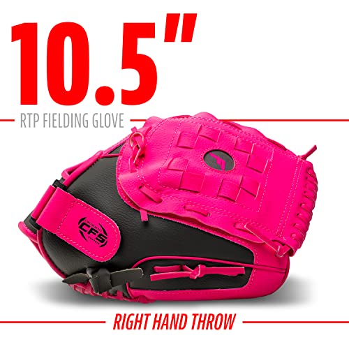 Franklin Sports Kids Baseball Gloves - RTP Child's Tee Ball Glove + Ball Set - Boys + Girls Tee Ball Mitt - Kid + Toddler - Right Hand Throw - Pink - 10.5"