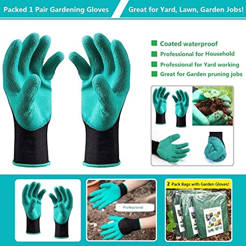 Standard 2-Pack 16 Gallon Home Yard Garden Bags (D18, H15 inch) with Garden Gloves, Camping Waste Bags,Recycling Bag,Campsite Trash Bags,Laundry Bag,Yard Waste Bags,Lawn Debris Bag,Leaf Bags 4 handles