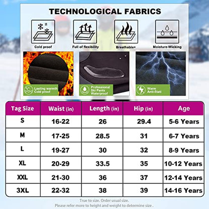 Yinson Kids Snow Pants, Warm Fleece Skiing Hiking Snowboard Pants for Boys and Girls Waterproof Windproof Rose