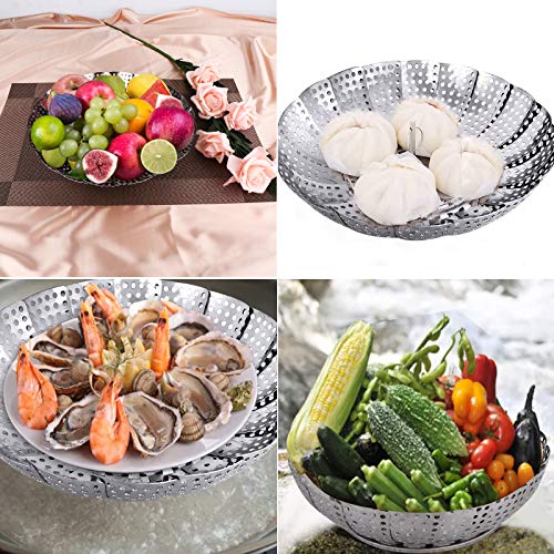 Vegetable Folding Steamer Basket , Metal Stainless Steel Steamer Basket Insert, Collapsible Steamer Baskets for Cooking Food, Expandable Fit Various Size Pot(5.9" to 9.8") YLYL