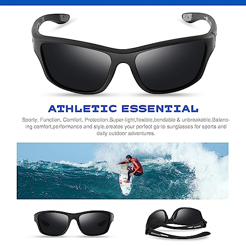 suoso Polarized Sports Sunglasses for Men: UV400 Protection Glasses Womens Wrap Around Goggles for Driving Fishing