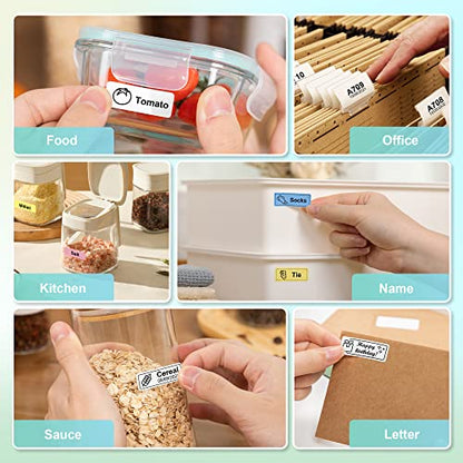 NELKO Label Maker Machine with Tape, P21 Portable Bluetooth Label Printer, Wireless Built-in Cutter Sticker Maker Mini Label Makers with Multiple Templates for Organizing Storage Office Home, White