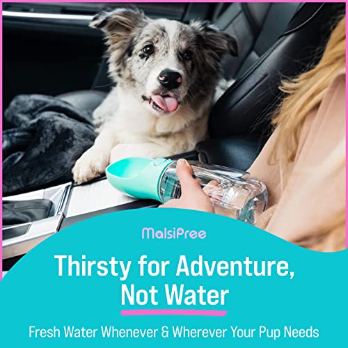 MalsiPree Dog Water Bottle, Leak Proof Portable Travel Dog Water Dispenser - Perfect Puppy Drinking Bowl On The Go for Outdoor Walking and Hiking - Pet Accessories (19oz, Blue)