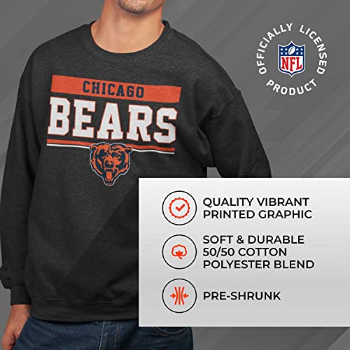 Team Fan Apparel NFL Adult Long Sleeve Team Block Charcoal Crewneck Sweatshirt - Stay Warm & Represent Your Team With Style (Chicago Bears - Black, Adult X-Large)