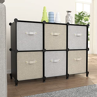 6-Cube Storage Organizer, Closet Organizer Storage Cabinet Shelf Bookcase Bookshelf with Metal Hammer, Storage Cubes Organizer Cabinet for Kids, Closet, Bedroom, Bathroom(11.8x11.8x11.8 inch)Black