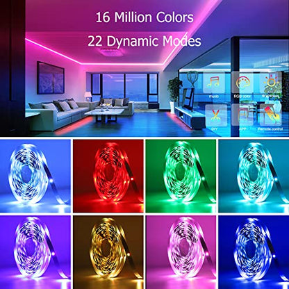 KEELIXIN 65.6ft LED Lights for Bedroom, Music Sync RGB LED Strip Lights with APP & Remote Control, Luces LED para Cuarto, Bluetooth LED Lights for Room, Home Decoration