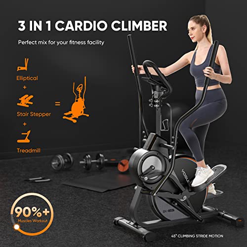 YOSUDA Pro Cardio Climber Stepping Elliptical Machine, 3-in-1 Elliptical Machine & Stair Stepper Trainer, Total Body Fitness Cross Trainer with Hyper-Quiet Magnetic Driving System, 16 Resistance