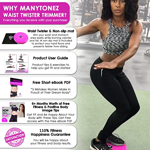 MANYTONEZ Ab Stomach Waist Trainer Twist Board Machine - Large 14 inch Abdominal Exercise Equipment Disc with Workout Floor Mat - for Slimming and Strengthening Abs Core at Home, Office