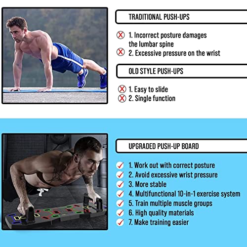 AERLANG Push Up Board, Foldable 10 in 1 Push Up Bar with Resistance Bands,Portable Multi-Function Push up Handles for Floor,Professional Push Up Strength Training Equipment