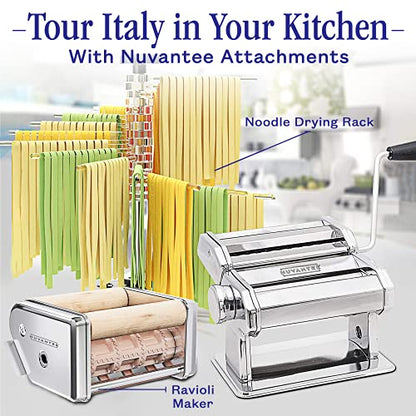 Nuvantee Pasta Maker Machine,Manual Hand Press,Adjustable Thickness Settings,Noodles Maker with Washable Aluminum Alloy Rollers and Cutter, Perfect for Spaghetti,Fettuccini, Lasagna