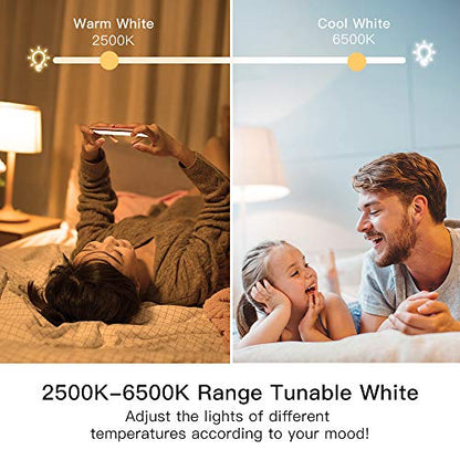TREATLIFE Smart Light Bulbs, WiFi LED Light Bulb, Dimmable Smart Bulb Works with Alexa, Google Home, SmartThings, Warm White& Cool White(2700K-6500K), 2.4Ghz, 800LM, E26, A19, 9W, No Hub Required
