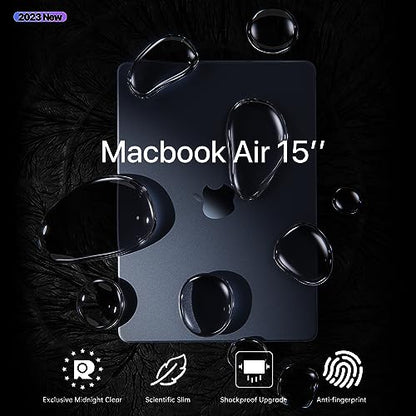 Soonjet Compatible with MacBook Air 15 inch Case M2 2023 [100% Match Official Color] [Ultra Thin Armor] Protective Hard Shell Matte Cover for Laptop Model A2941 - Exclusive Midnight