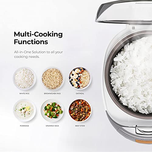 CUCKOO CR-0632F | 6-Cup (Uncooked) Micom Rice Cooker | 9 Menu Options: White Rice, Brown Rice & More, Nonstick Inner Pot, Made in Korea | White/Grey