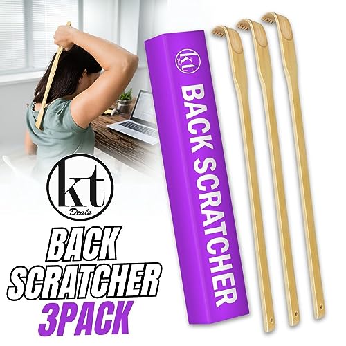 3pcs Wooden Back Scratcher Long Handle for Hard to Reach Self Pick Itch Relief Tools 16 inch