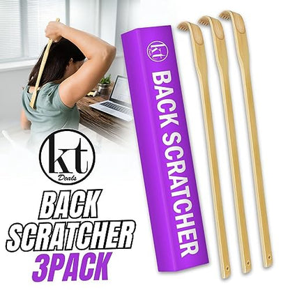 3pcs Wooden Back Scratcher Long Handle for Hard to Reach Self Pick Itch Relief Tools 16 inch