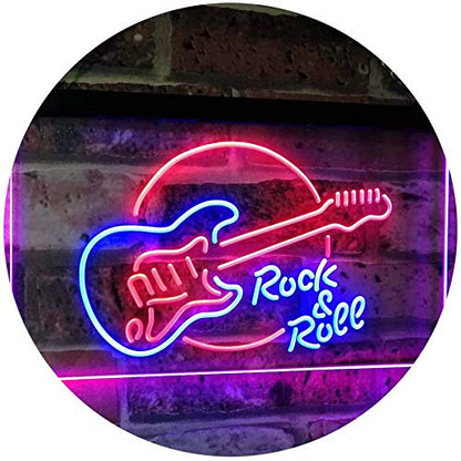 ADVPRO Rock & Roll Electric Guitar Band Room Music Dual Color LED Neon Sign Blue & Red 16" x 12" st6s43-i2303-br