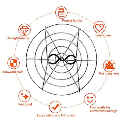 Picowe 12inch Canning Rack, Stainless Steel Steamer Canning Jar Rack with Silicone Handle, Canner Rack Canning Supplies Kit for Regular Wide Mouth Mason Jars Ball Jars(1 Pack)