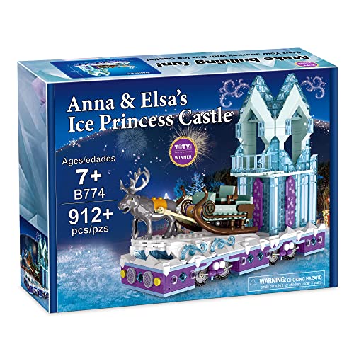 Under the Baubles Educiro Ice Princess Castle with Reindeer Sven moveable Toy Building Set for Kids, Girls, and Boys Ages 8-12,(912 Pieces) Anna-Elsa's Toys Gift Ideas