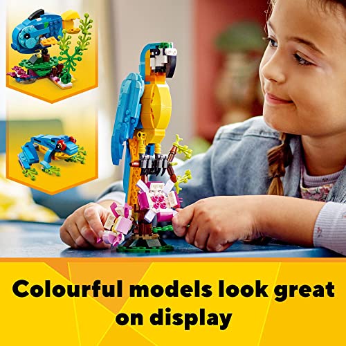 LEGO Creator 3 in 1 Exotic Parrot to Frog to Fish 31136 Animal Figures Building Toy, Creative Toys for Kids Ages 7 and Up