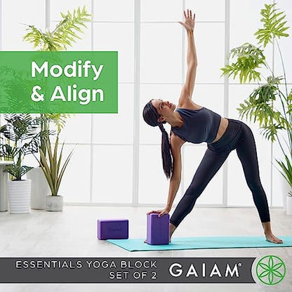 Gaiam Essentials Yoga Block (Set Of 2) - Supportive Latex-Free Eva Foam Soft Non-Slip Surface For Yoga, Pilates, Meditation, Grey