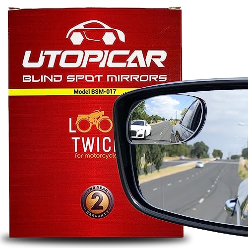 Utopicar Blind Spot Car Mirror - Convex Blindspot Mirrors for 3x Larger Image, Engineered Design for Side Mirror (Blindspot), Frameless Car Blind Spot Mirror - Rear View Blind Spot Mirrors (2 Pack)