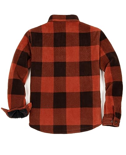 ZENTHACE Flannel Shirt Jacket for Men Sherpa Fleece Lined Flannel Shacket Jackets Winter Button Up Overshirt Buffalo Plaid Brown XXL