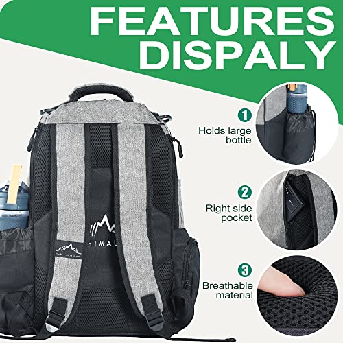 HIMAL HIMAL Disc Golf Bag with Large Capacity, Durable Disc Golf Backpack Holds 18+ Disc,and mutiple pockets,Grey