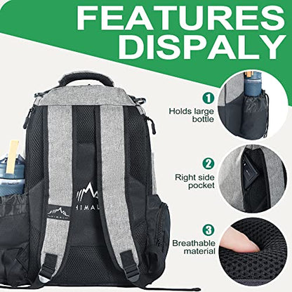 HIMAL HIMAL Disc Golf Bag with Large Capacity, Durable Disc Golf Backpack Holds 18+ Disc,and mutiple pockets,Grey