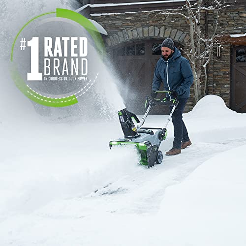 EGO Power+ SNT2112 21-Inch 56-Volt Lithium-Ion Cordless Snow Blower with Steel Auger - (2) 5.0Ah Batteries and Dual Port Charger Included, Black