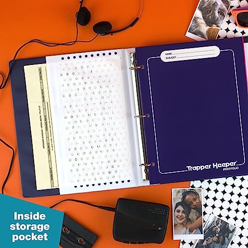 Trapper Keeper Binder, Retro Design, 1 Inch Binder, 2 Folders and Extra Pocket, Metal Rings and Spring Clip, Secure Storage, Animal, Mead School Supplies (260038CP1-ECM)