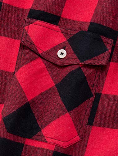 Alimens & Gentle Men's Button Down Regular Fit Long Sleeve Plaid Flannel Casual Shirts Color: Red, Size: XXXX-Large