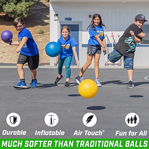 GoSports 7 Inch Inflatable No Sting Dodgeball 6 Pack Includes Ball Pump & Mesh Bag