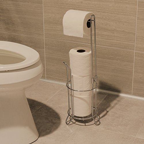 SimpleHouseware Bathroom Toilet Tissue Paper Roll Storage Holder Stand, Chrome Finish