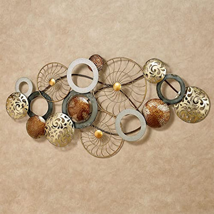 Touch of Class Bronxx Metal Wall Art Multi Metallic - Large Hanging Sculpture - Chic Abstract Quality, Gold, Silver, Bronze - Dimensional Openwork Design - Circular Collage - 60 Inches Wide