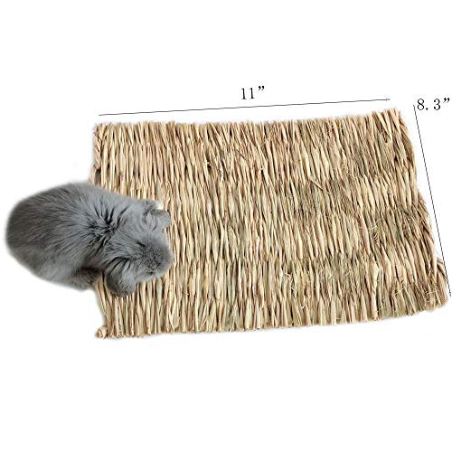 Grass Mat Woven Bed Mat for Small Animal Bunny Bedding Nest Chew Toy Bed Play Toy for Guinea Pig Parrot Rabbit Hamster Rat(Pack of 3)