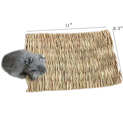 Grass Mat Woven Bed Mat for Small Animal Bunny Bedding Nest Chew Toy Bed Play Toy for Guinea Pig Parrot Rabbit Hamster Rat(Pack of 3)