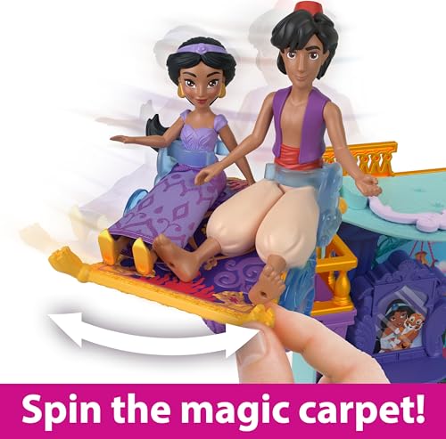 Mattel Disney Princess Toys, Jasmine Stackable Castle Doll House Playset with Small Doll, 2 Friends and 7 Pieces, Inspired by the Disney Movie, Kids Travel Toys and Gifts