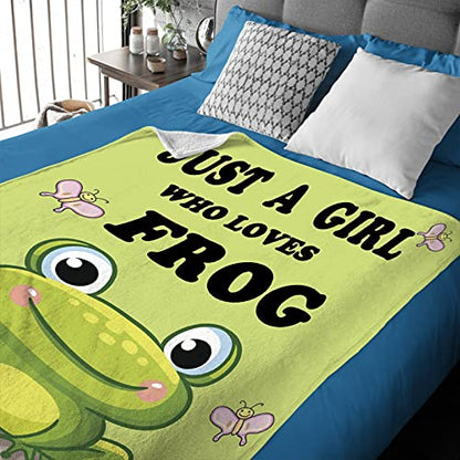 Atthadassi Just A Girl Who Loves Frog Soft Blanket All Season Throw Blanket Fleece Blankets Bed Sofa 50"x40"