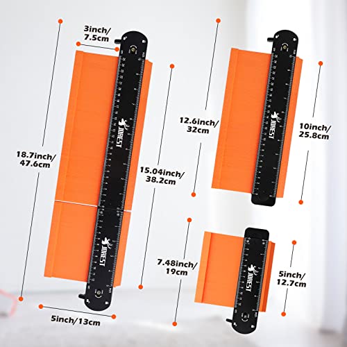 JOREST Connectable Contour Gauge (10+5 Inch), Profile Duplicator with Lock, Gifts for Man Father Husband Carpenter Masonry DIY Enthusiast, Outline Marking Tool for Woodworking Floor/Carpet/Tile Laying