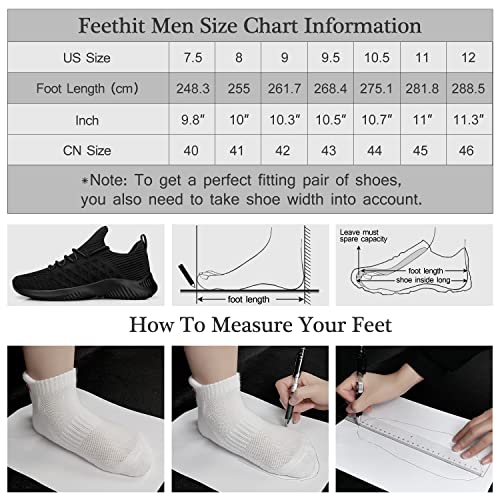 Feethit Mens Slip On Walking Shoes Lightweight Breathable Non Slip Running Shoes Comfortable Fashion Sneakers for Men Black