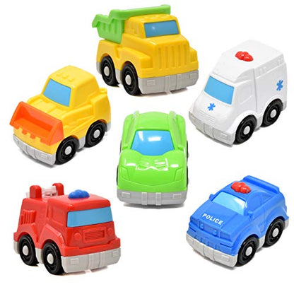 Number 1 in Gadgets Mini Toy Vehicles for Toddlers, 6 Pack Dump Truck Car Fire Truck Construction Police Ambulance Plastic Cars Play Kit Set